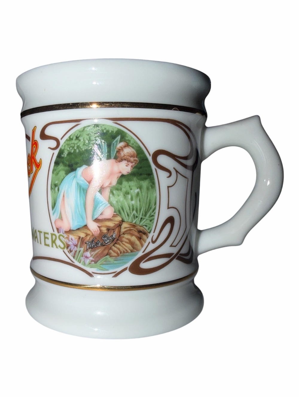 White Rock Corner Store Collection Ceramic Mug with Gold Trim and Psyche-1985